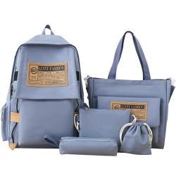 ZR886 New Schoolbag Sets Fashion Student Backpack Boy Girl Senior High Quantity Canvas 5-piece-set Laptop Bag Travel