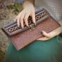 Exclusive Design Women Woven Fold-over Wicker Clutch Bag Holiday Rattan Purse Bag