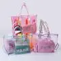 Keymay New Design Stock 10 Colors High Quality Summer Popular Transparent PVC Waterproof Handbag Tote Beach Bag Clear Tote Bags