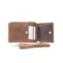 Badge Holder With Zip Vertical Style PU Leather ID Badge Holder with ID Window & Credit Card Pocket & Leather Neck Lanyard Strap