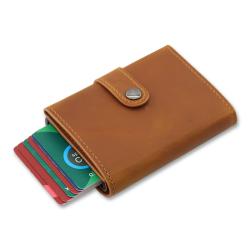 Leather Aluminum Metal Wallet Trifold Metal Wallet Leather Rfid Metal Pop Up Wallet