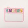 RTS Travel Snacks Chenille Patch Flat Nylon Transparent Cosmetic Makeup Clear Pouch With Zipper Nylon Pouch Bag