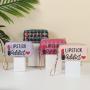 Gelory High Quality Creative Graffiti Lipstick Letter Printing Ladies Cosmetic Bag Pu Clutch Makeup Pouch Bag
