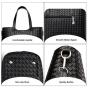 Women's Fashionable Cosmetic Straw Woven Handbag Single Zipper PU Polyester Ladies Tactical Shoulder Bag 3 Piece Set Wholesale