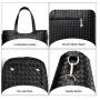 Women's Fashionable Cosmetic Straw Woven Handbag Single Zipper PU Polyester Ladies Tactical Shoulder Bag 3 Piece Set Wholesale