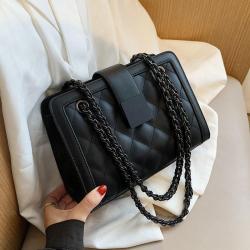 sac tendance 2024 Small Black PU Leather Purse Chain Designer Buckle Crossbody Bag Handbag Female Bag Women Polyester