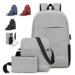 Factory wholesale business three sets of men's bags fashion trend backpack leisure schoolbag laptop bag shoulder bags