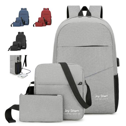 Factory wholesale business three sets of men's bags fashion trend backpack leisure schoolbag laptop bag shoulder bags