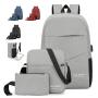 Factory wholesale business three sets of men's bags fashion trend backpack leisure schoolbag laptop bag shoulder bags