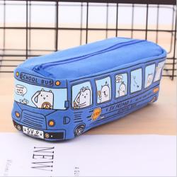 BD055 New Fashion Large Capacity Cute Pencil Bag Creative Canvas Student Stationery Bag 2023 Hot Sale Bus Pencil Case For Child