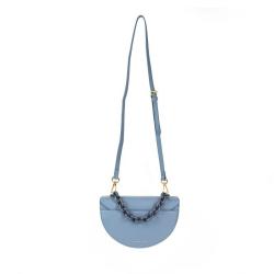 Hot Sale Half Moon Mini Handbag High Quality Pu Leather Saddle Handbag With Acrylic Chain Crossbody Bag