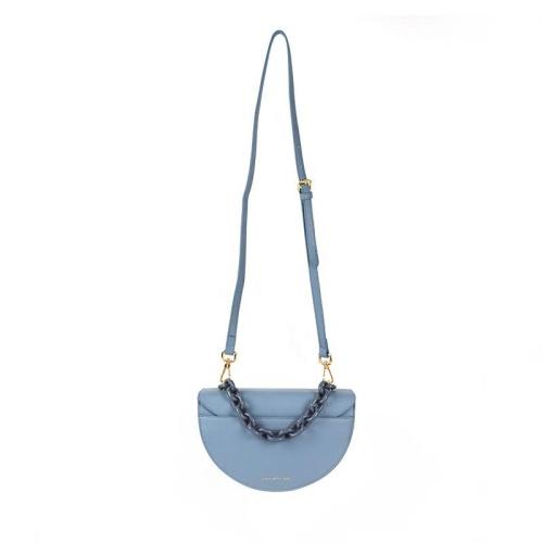 Hot Sale Half Moon Mini Handbag High Quality Pu Leather Saddle Handbag With Acrylic Chain Crossbody Bag