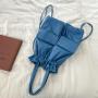 New Korean version trendy canvas single shoulder bag female niche pleated backpack girls casual large capacity tote bag