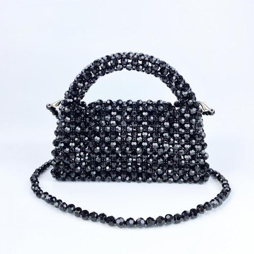 Custom acrylic resin beaded beads hand bag New Fashion Handmade Crossbody Bag Beautiful Black Glass Beads Shoulder Bag