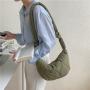 New Korean Fashion Hobos Crossbody Bag Simple Slingbag Black Casual Nylon Women Padded Cotton Puff Soft Shoulder Messenger Bag