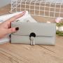 HR557 Women's Wallet With Long Zipper Ear Buckle Soft PU Leather Girls' Handheld Money Clip Wallet Ladies Gift Photo Bit Purse