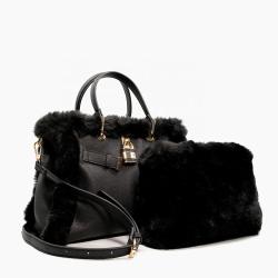 2023 Oem Leather Bag Customized Designer Luxury Waterproof Handbag Plaited Handmade Big Hairy Bag With Fluff Shoulder Hand Bag