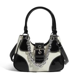 HR345 INS Dumplings Sweet Cool Lacquer Leather Underarm Bag Women's New Fashion Metal Chain Spicy Girl Versatile Shoulder Bag