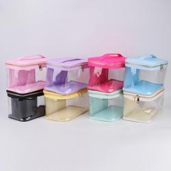 Keymay Stock No MOQ Handle Organizer Transparent Personal DIY Letters Patches Beach Large Capacity PVC Makeup Travel Bag