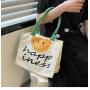 2024 New Design College Student Shoulder Bag Leisure Smiling Face Letter Print Large Capacity Canvas Tote Bag