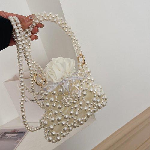 Women's new fashionable pearl bow single shoulder crossbody bag