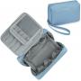 PU Leather Zipper Make Up Organizer Toiletry Bag Custom Logo Travel Portable Cosmetic Bag With Brush Slots