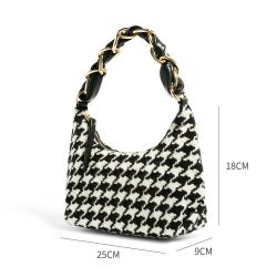 Wholesale Woven Fabric Houndstooth Women Handbag Tweed Fabric Oem Purses And Handbags