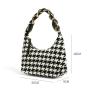 Wholesale Woven Fabric Houndstooth Women Handbag Tweed Fabric Oem Purses And Handbags