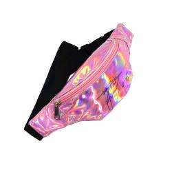 Gelory Fashion Letter Print Shiny Holographic Waist Bag Sports Fanny Pack Hologram PU Leather Waterproof Travel Waist Pack