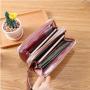 KBW270 2023 New Double Zip Purse Women's Long Clutch Bag High Quality Stitching Clash Colour Double Money Clip Phone Bag