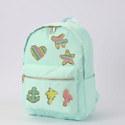 Stock Mint Waterproof Backpack Bag Glitter Patch Workable Children Kids Travelling Bags Nylon Kids School Bags
