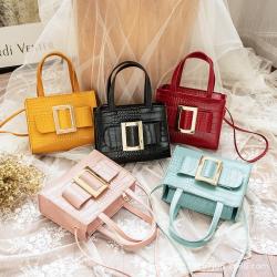 2022 New Stone Pattern Portable Small Square Bag Crocodile Pattern Women's Single Shoulder Oblique Cross Bag