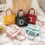 2022 New Stone Pattern Portable Small Square Bag Crocodile Pattern Women's Single Shoulder Oblique Cross Bag