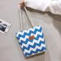 Trendy Shoulder Bags Wavy Striped Casual Plaid Canvas One Shoulder Shopping Tote Bag Shoulder Hand Bag Women