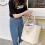 Simple Korean Student Large Capacity Shopping Shoulder Bag Literary Canvas Tote Handbag Wholesale