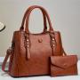 New wholesale luxury leather fashion quilted leather tote bags set women's large capacity women's shoulder bags 2024