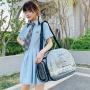 ZR041 Fashion Splicing Cat Bag Outdoor Portable Pet Cat Transparent Box Carrying Portable Space Walking Cat Bag Zipper Breathabi