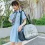 ZR041 Fashion Splicing Cat Bag Outdoor Portable Pet Cat Transparent Box Carrying Portable Space Walking Cat Bag Zipper Breathabi