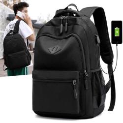 Hot Sale Classic Leisure Solid Color Rechargeable Backpack Waterproof Business Travel Computer Laptop Bag With Usb Charging Port