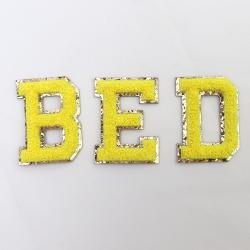 Keymay High Quality 11 Colors Cream embroidery A-Z 26 Alphabet Chenille Patches Self Adhesive Letters Chenille Letters Stickers
