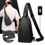 Wholesale Custom PU Leather USB Charging Sport Crossbody Sling Bag Travel Hiking Male Anti-Theft Chest Bag