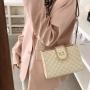 Diamond Lattice Thread Bag 2021 Spring New Fashion Messenger Bag Small Square Zipper Chain Bag with Lock