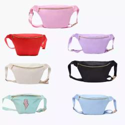 Keymay Popular RTS Stock Adjustable Strap Gold Zipper Waterproof Large Girls Nylon Fanny Bag Waist Fanny Pack Crossbody Bum Bag
