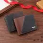 men's wallet, short style with multiple card slots, fashionable and casual money clip thin two-fold spliced soft leather wallet