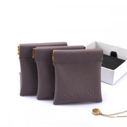 8*8 Cm Custom Logo Pu Leather Jewelry Pouch Cosmetic Mini Watch Ring Packaging Bag Storage Gift Leather Pouch