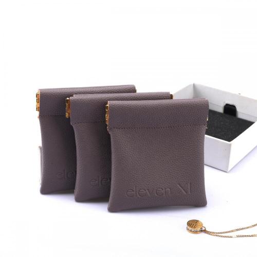 8*8 Cm Custom Logo Pu Leather Jewelry Pouch Cosmetic Mini Watch Ring Packaging Bag Storage Gift Leather Pouch