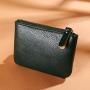 Men's and women's portable coin purse female 2024 new lychee grain zipper coin pouch solid color PU leather card bag wallets