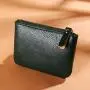 Men's and women's portable coin purse female 2024 new lychee grain zipper coin pouch solid color PU leather card bag wallets