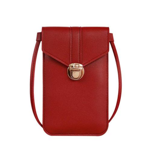 Women's Retro Style Mobile Phone Wallet Thin Tide Lock Sling Portable with Touch Screen Access Small Buckle Design for Students