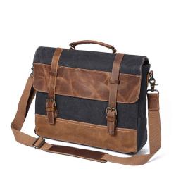 Wholesale men shoulder crossbody canvas bags high quality Retro Oil Wax canvas travel work school laptop briefcase bags for men